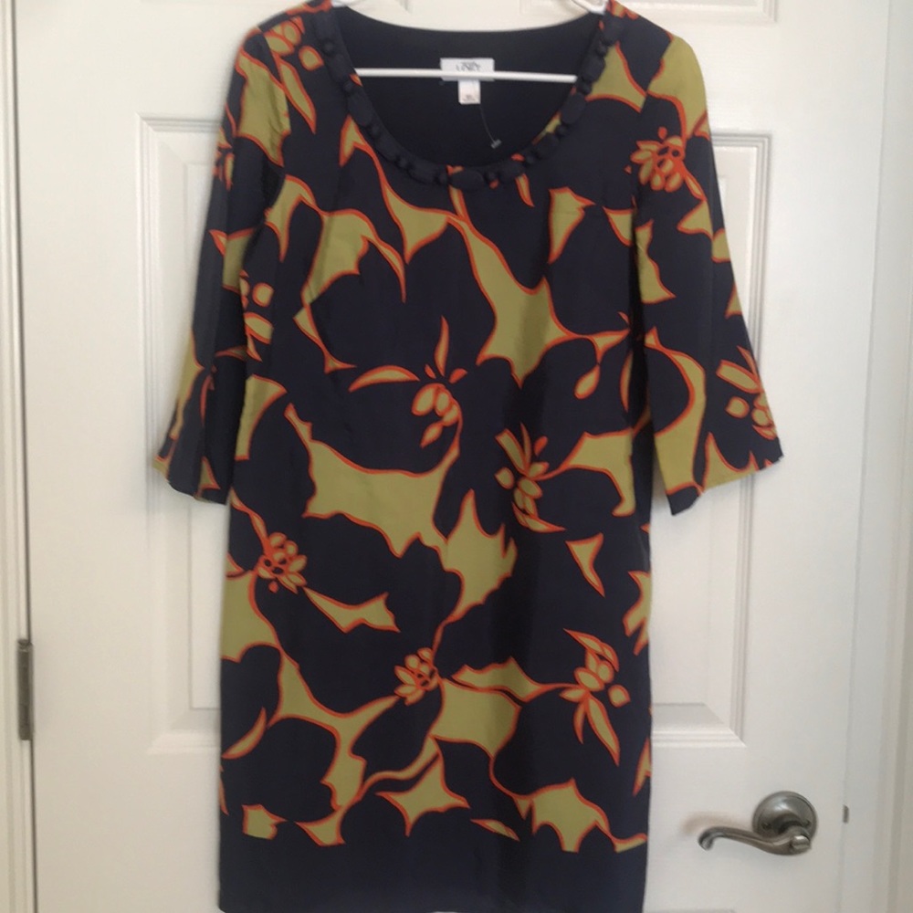 Ann Taylor LOFT Navy,Orange Tunic Dress Sz6P NWOT